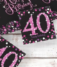 Pink Sparkle 40th Birthday Party Supplies | Balloon | Decoration | Pack
